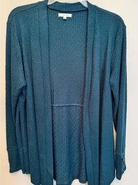 Maurices Teal Ribbed Open Cardigan (L)